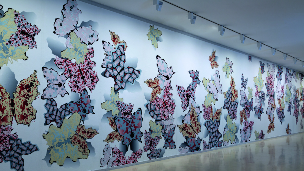 Parastou Forouhar, "The Time of Butterflies", digital drawing 2019, installation view, Stadtgalerie Saarbrücken Parastou Forouhar